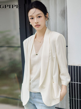 风笛2026春季新款轻薄小西装女垂感透气七分袖外套女休闲气质上衣