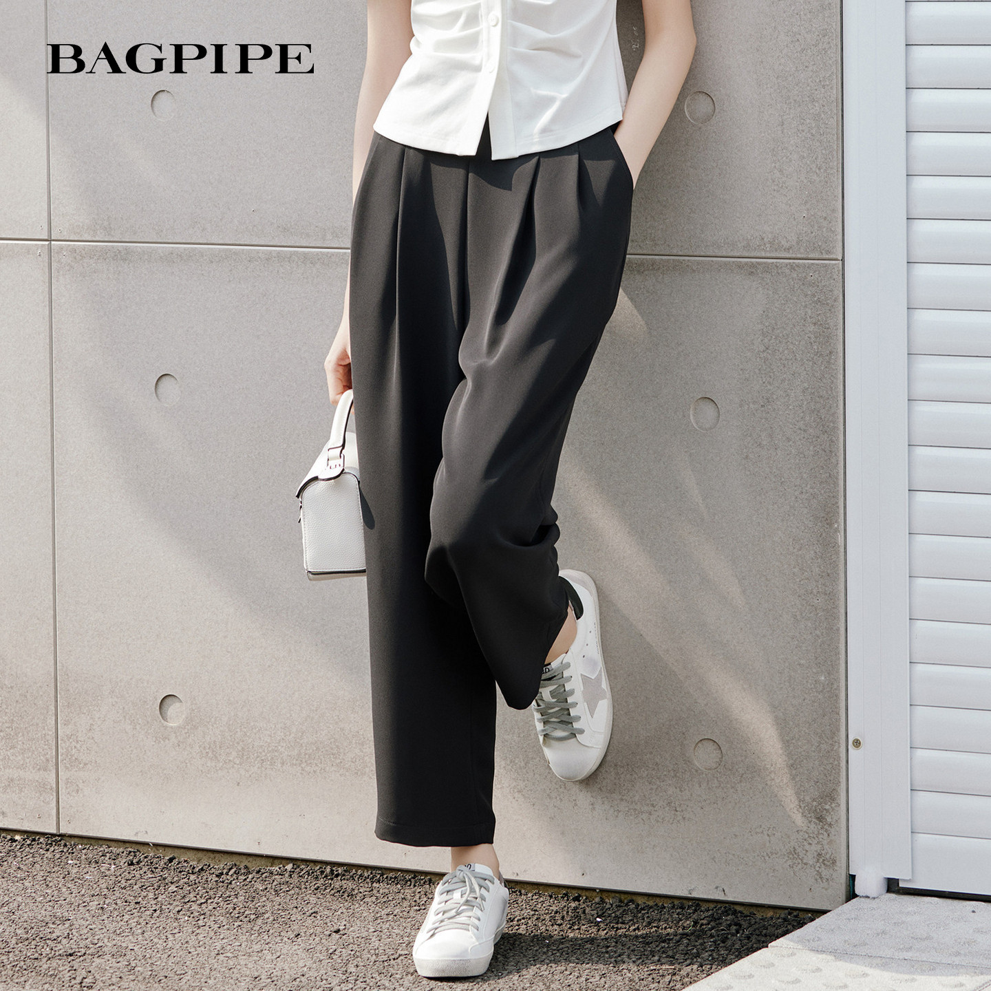 风笛2026夏季垂感高腰西装裤女九分烟管裤显瘦遮肉直筒休闲通勤裤