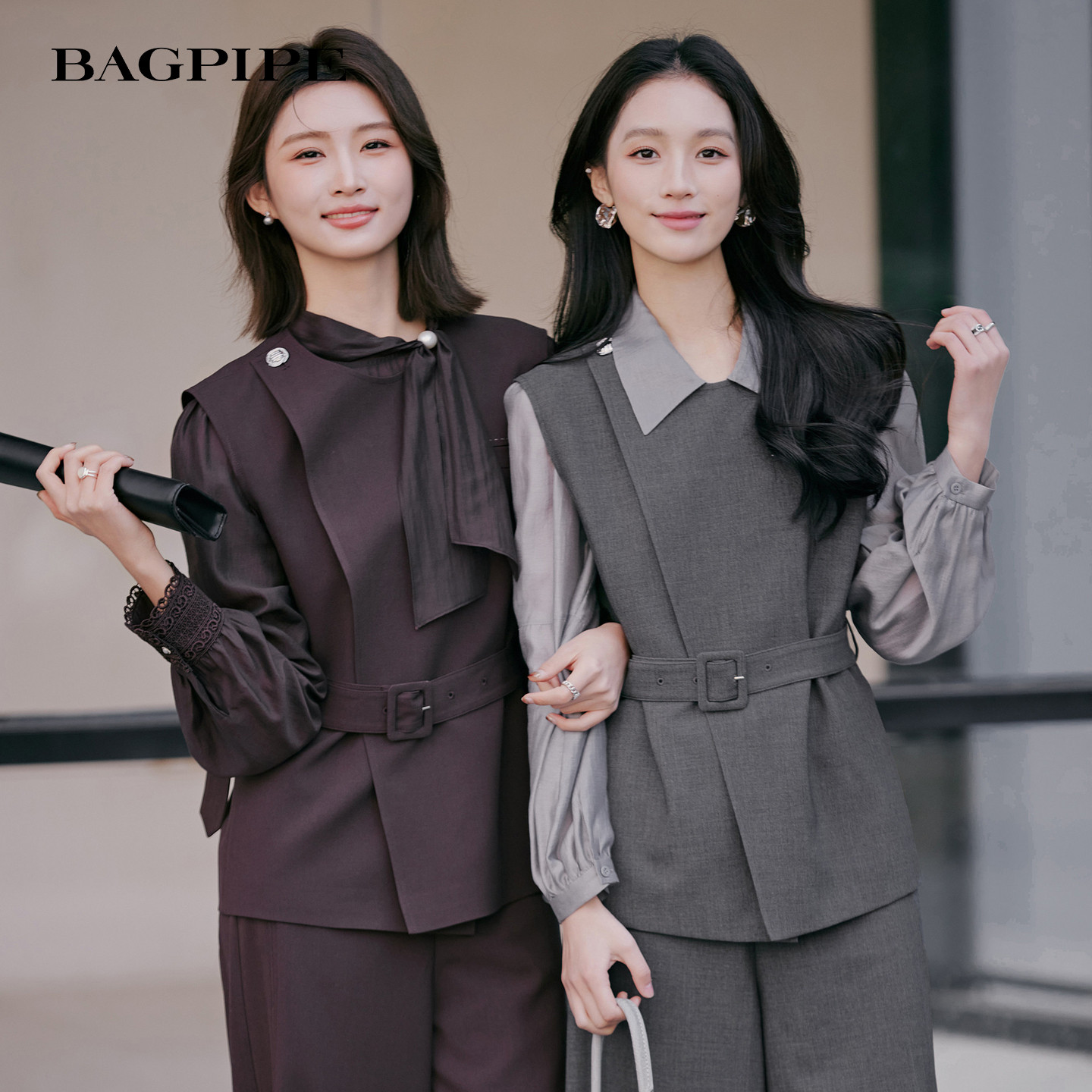 风笛2026秋季新款时尚百搭西装马甲女收腰显瘦圆领无袖外搭背心