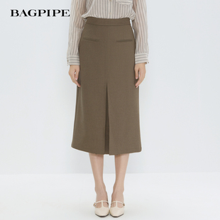 风笛2026春季新款时尚气质职业装半身长裙女高腰显瘦复古直筒裙