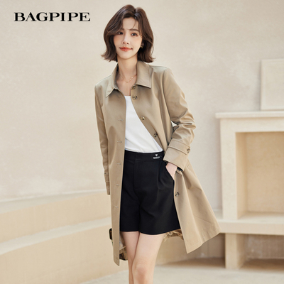 风笛2024秋季新款中长款风衣