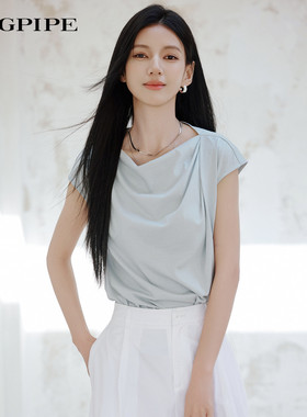 风笛2026夏季新款垂感显瘦衬衫女装飘带荡领连肩气质百搭上衣