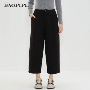 胖mm梨型显瘦九分休闲裤 风笛2025冬季 冬季 百搭深色阔腿裤 新款