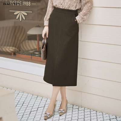 风笛2025秋季新款直筒半身裙女高腰气质长裙通勤面试职业半身裙