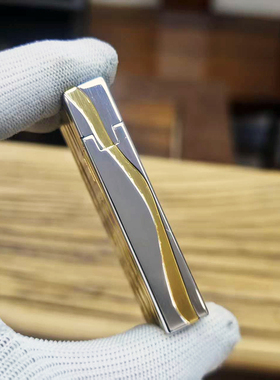 calories卡路朗声气体打火机侧滑叮音老式复古黄铜双色高山流水