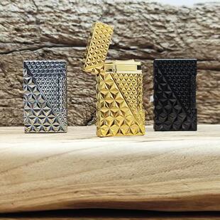 calories卡路黄铜朗声充气打火机高档钢音清脆侧滑分割线砂轮礼品