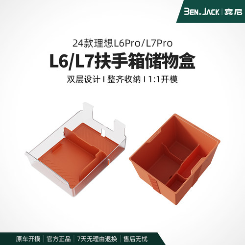 宾尼24/25款理想L6/L7扶手箱内部储物盒PC硅胶中控下层置物收纳盒