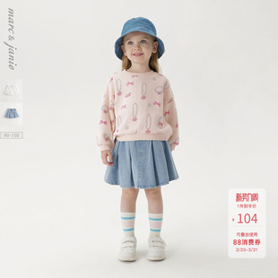 250203 新款 马克珍妮女童甜酷百搭牛仔短裙 儿童百褶裙2026年春装