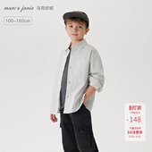 550501 新款 马克珍妮男童清新条纹衬衫 儿童纯棉休闲衬衣2026年春装