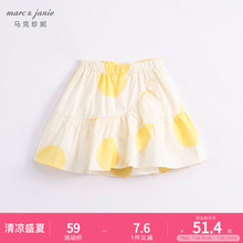 马克珍妮女童黄色波点纯棉半身裙短裙 宝宝裙子2025年夏装231113