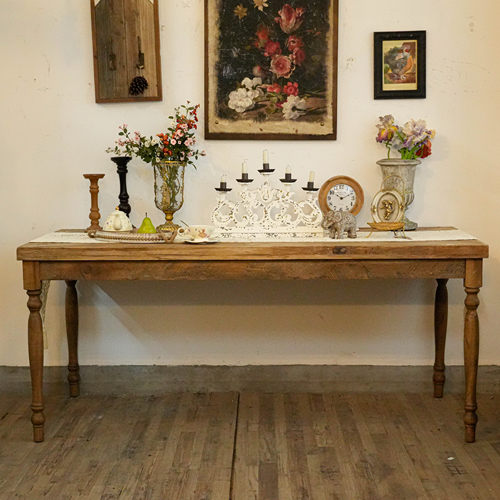 复古原木色实木长方工作台