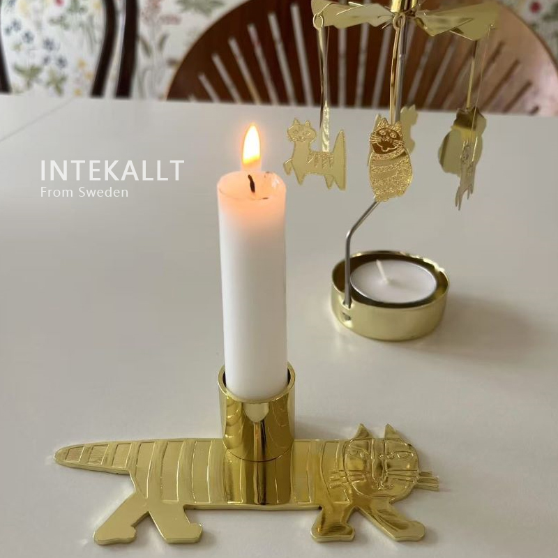 北欧进口烛台Lisa猫旋转烛台