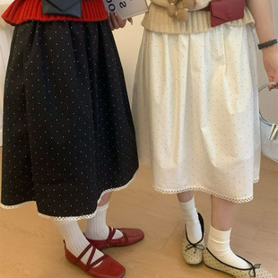 春夏女装波点半身裙松紧腰中长款垂坠感显瘦宽松花苞裙休闲下装