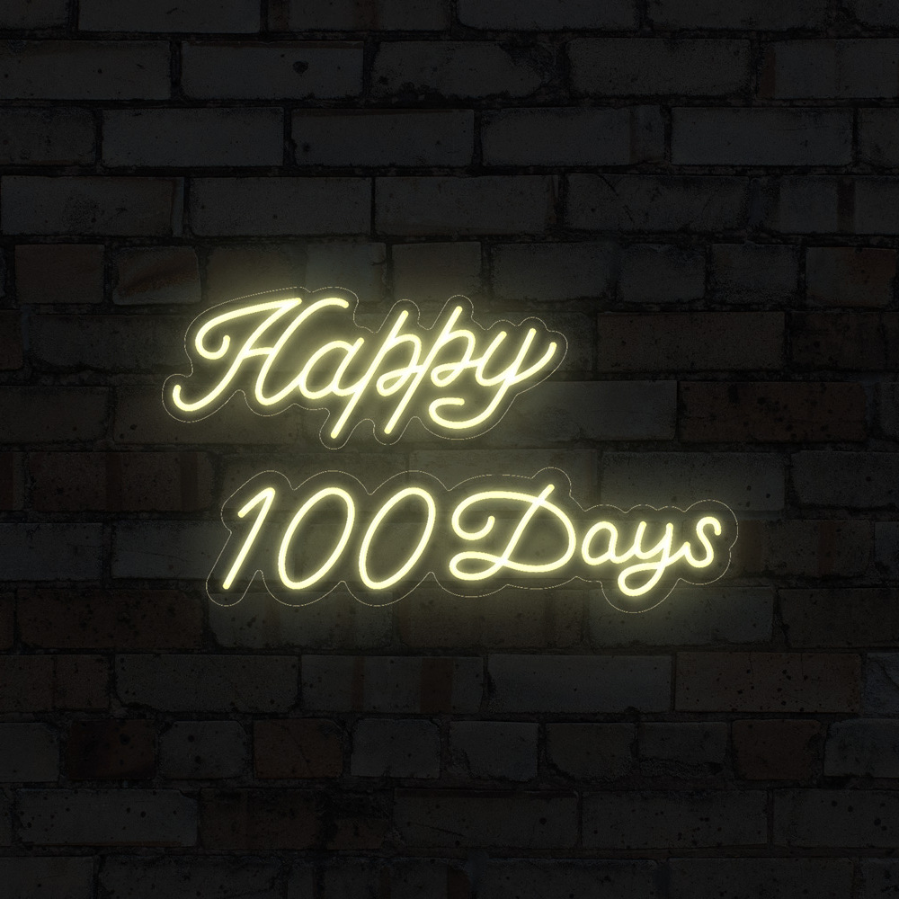 一百天快乐百日宴happy100days霓虹灯led生日快乐装饰外贸跨境