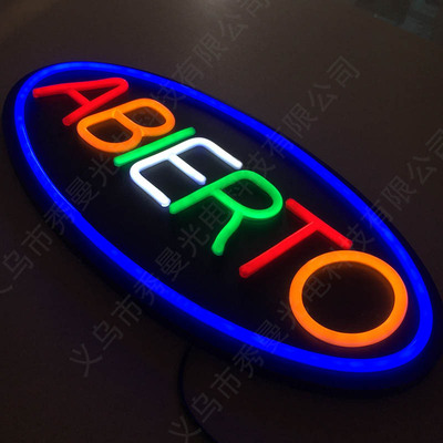 高档新型标识 ABIERTO LED霓虹柔性灯带西班牙语广告灯 AC 12V