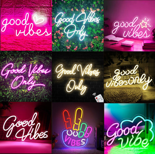 简约个性Good Vibes字母霓虹灯亚克力创意壁灯宿舍居家氛围感装饰