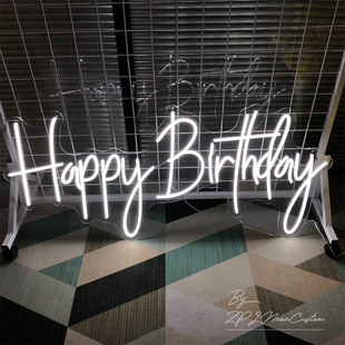 happy 饰灯生日快乐 Birthday霓虹灯发光字亚克力英文字母霓虹装