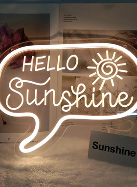 英文字母霓虹灯hello sunshine你好阳光发光字招牌造型装饰灯跨境