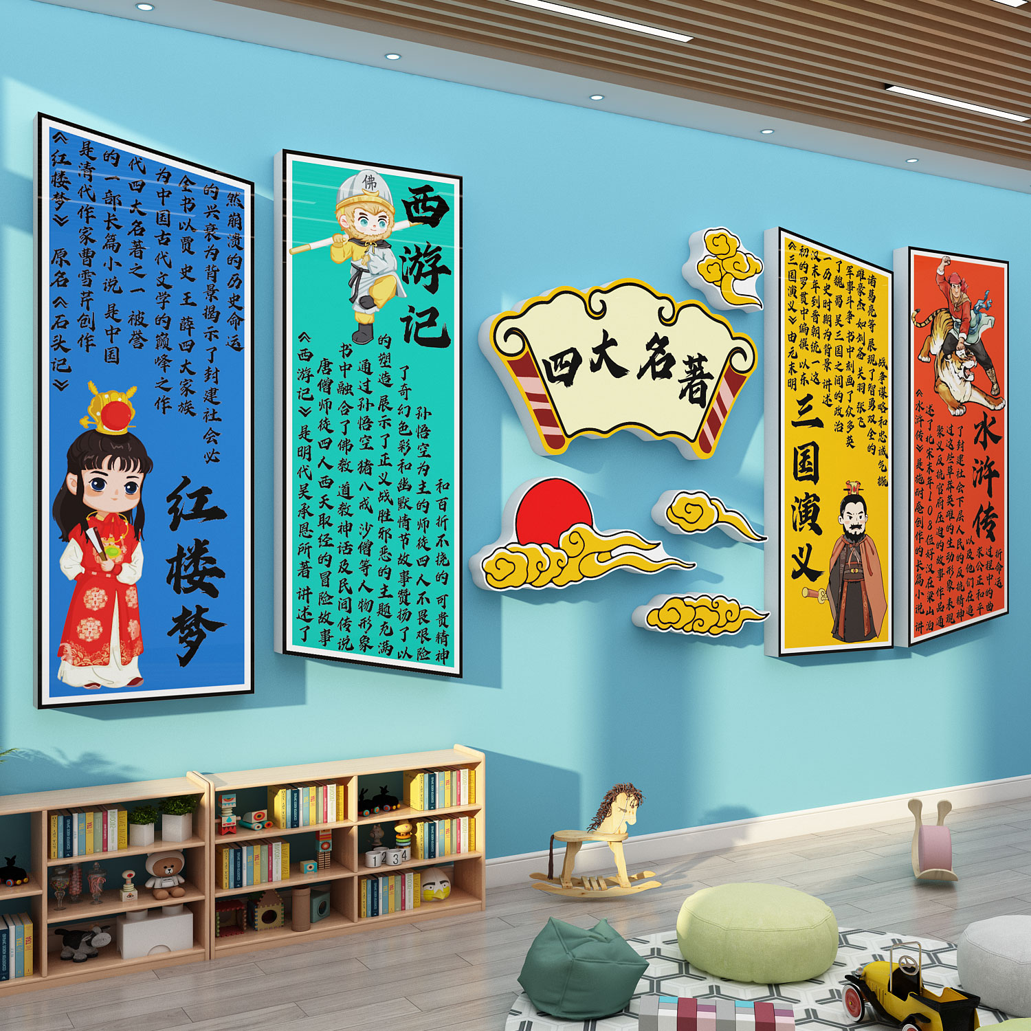 四大名著阅读区文化墙贴