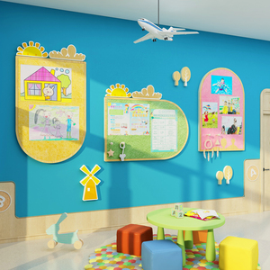 幼儿园环创主题墙面楼梯走廊过道装饰半成品背景文化毛毡板贴互动