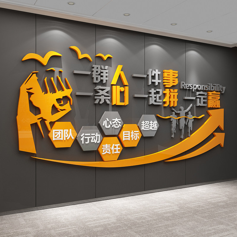 一群人件事条心励志墙面标语公司进门形象企业文化办公室装饰布置,家居饰品,软装墙贴,淘宝优惠券,粉丝福利购,淘宝优惠卷