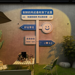 网红酒吧装饰品场景布置工业风墙面小酒馆烧烤创意贴画打卡拍照区