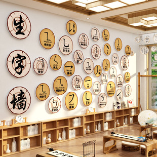 硬笔书法教室氛围布置装饰背景墙面环创贴纸挂画班级培训机构文化