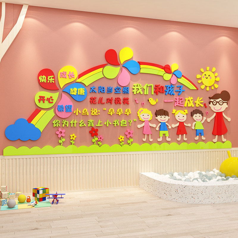 高端幼儿园墙贴面装饰环创主题布置文化托管班中心教室门大厅形象