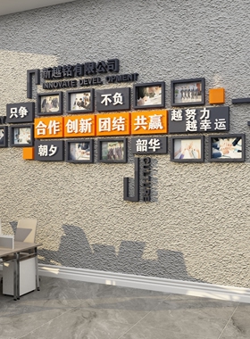员工风采展示企业文化荣誉照片墙面办公室司进门形象布置氛围装饰