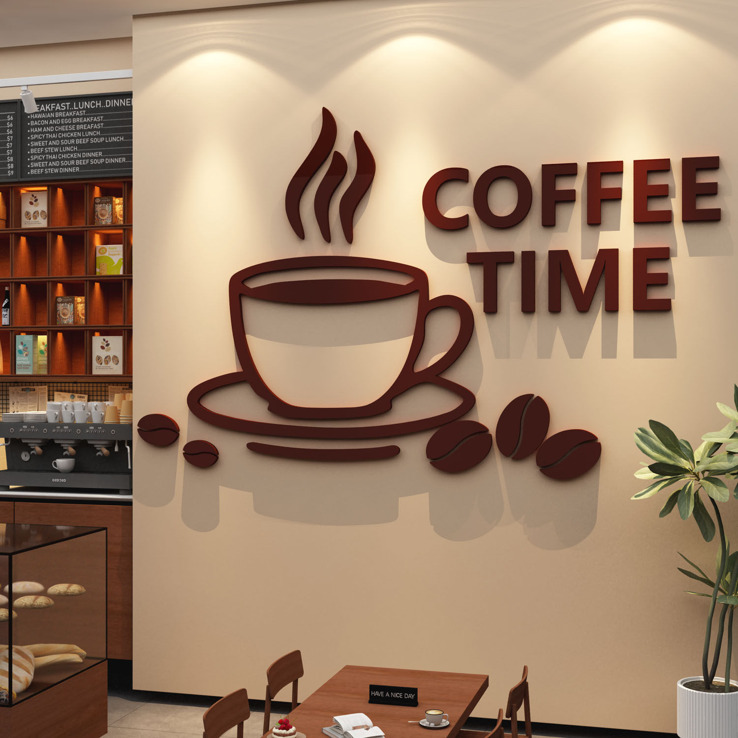 网红打卡造景氛围布置咖啡角店馆厅门口墙面软装饰摆件背景海报贴