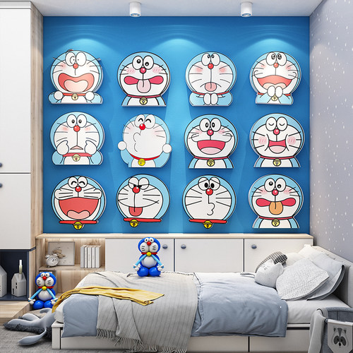 儿童房间哆啦a梦墙面装饰品男女孩卧室布置床头卡通背景贴纸挂画