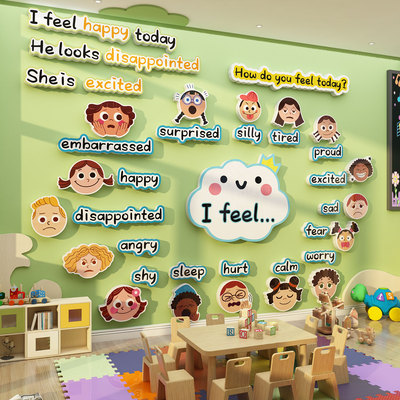 英语角教室班级布置装饰环创工作主题幼儿园文化培训机构墙面贴纸