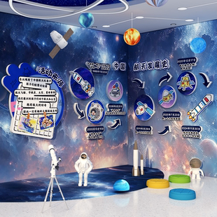 幼儿园航天太空中国科技节ai主题环创文化背景装饰教室黑板报布置