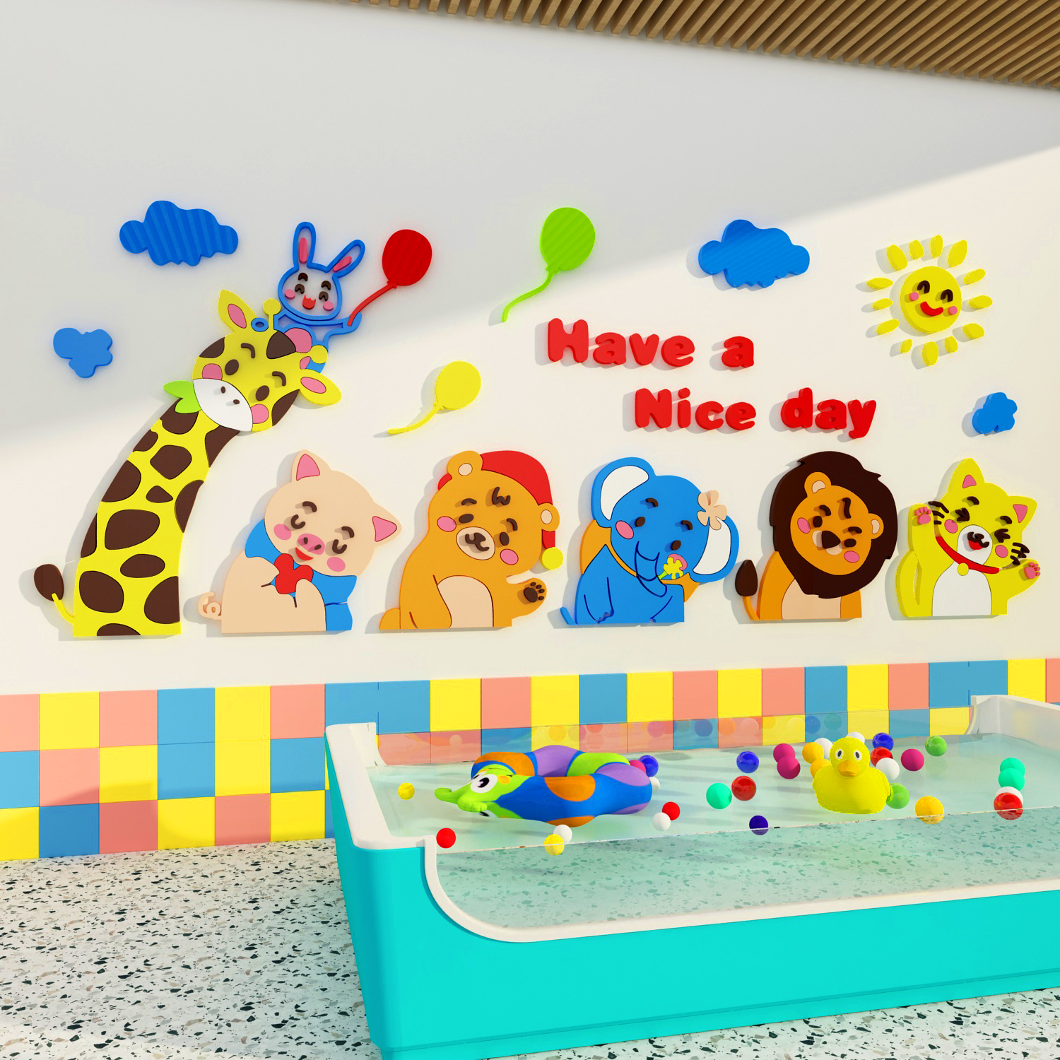 博尼亚游泳馆亚克力立体墙贴