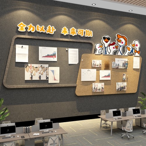 毛毡板贴展示办公室企业文化告栏荣誉司墙面照片装饰员工天地风采