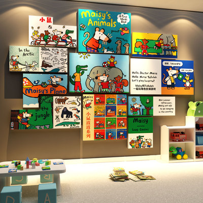 英语文图读书角布置装饰阅读览区主题墙面环创教室绘本馆工作室贴
