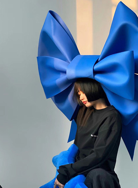 克莱恩蓝色网红签到照片区布局背景墙装饰饰品超级巨型蝴蝶结