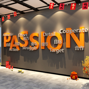 外贸办公室氛围布置公司墙面装饰企业文化励志标语贴纸画进门形象