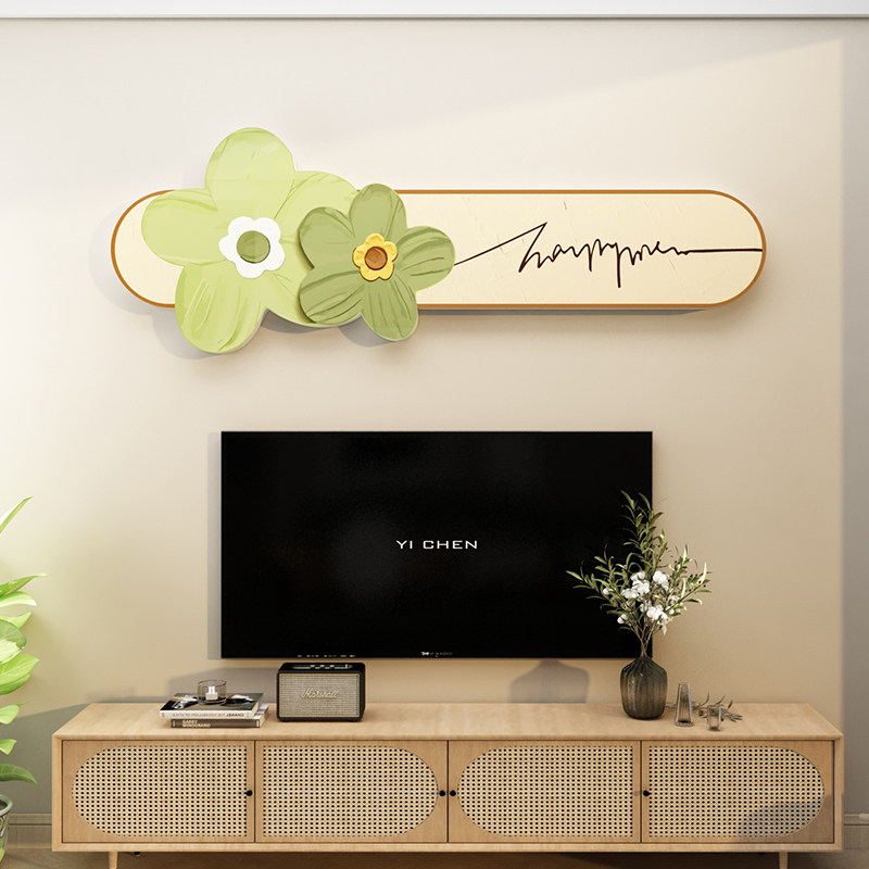 电视机背景客厅适合大白墙面挂件装饰用品上方布置贴2025自粘壁画