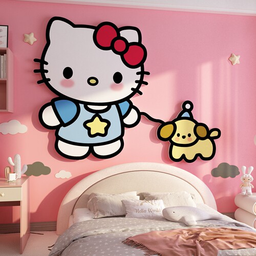 hellokitty凯蒂猫墙面贴纸画儿童房间布置装饰品公主女孩卧室床头