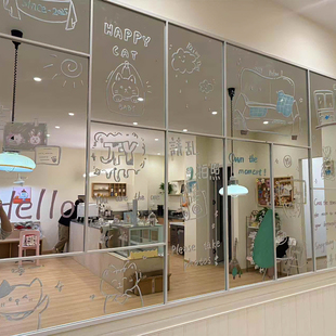 网红烘焙店打卡涂鸦镜子墙面装饰画奶茶咖啡角店馆厅氛围布置造景