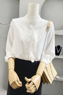 定制300斤特大码女装春季350显瘦韩版胖MM荷叶边雪纺衬衫上衣250