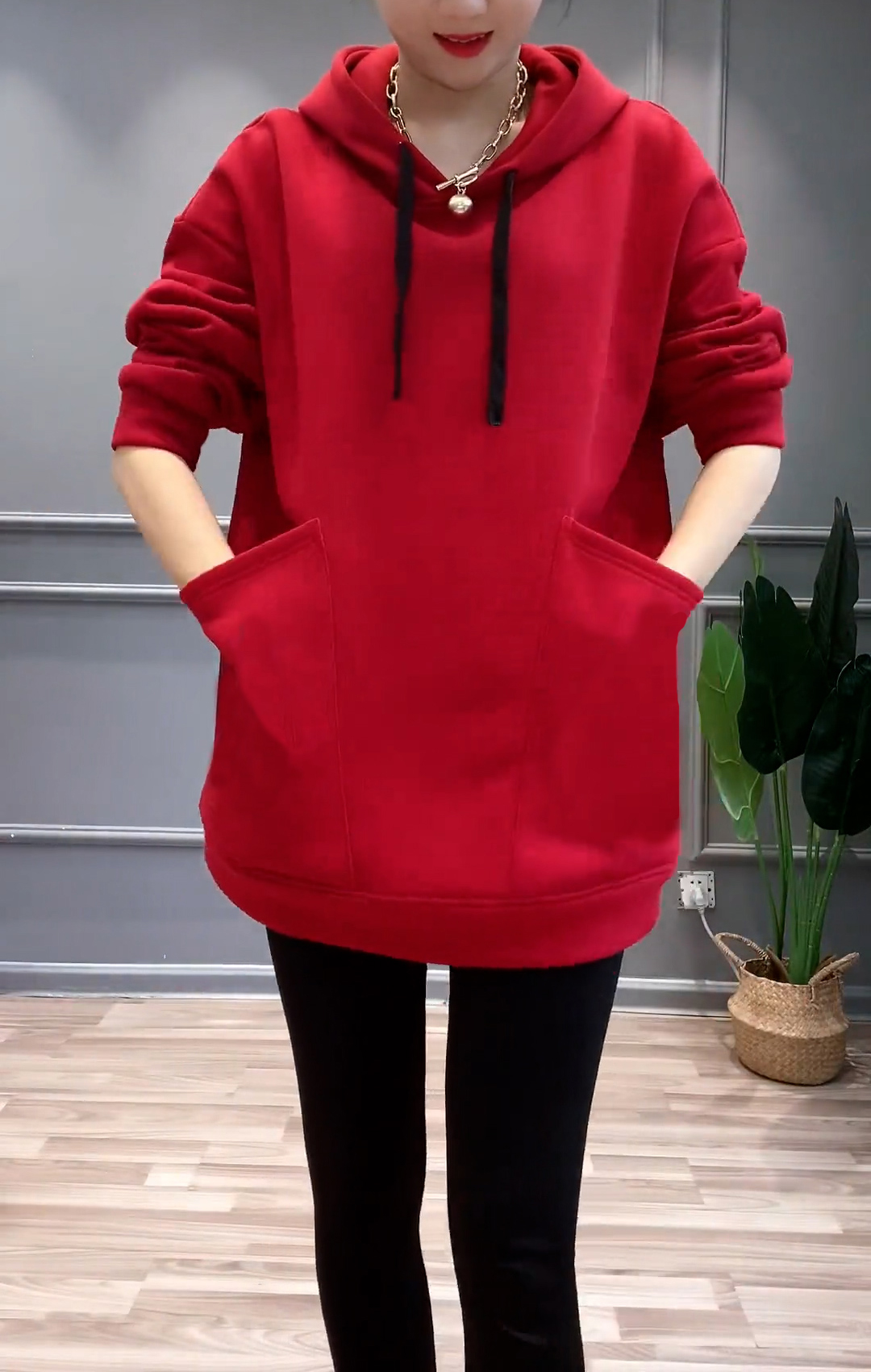 加绒卫衣中长款300斤特大码女