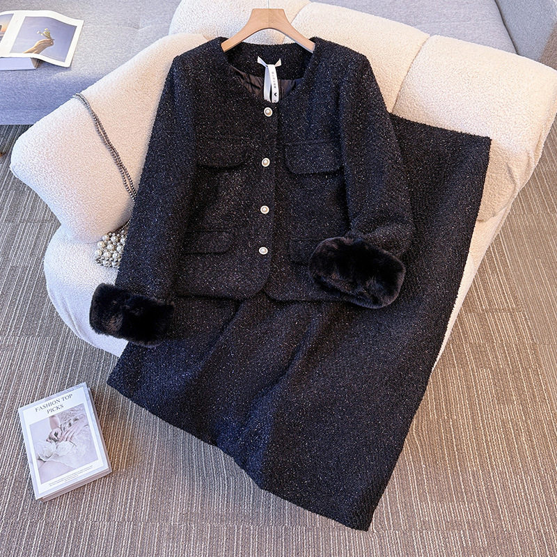 300斤特大码女装胖mm冬季新款250夹棉外套半身裙小香风亮片两件套,女装/女士精品,大码套装,淘宝优惠券,粉丝福利购,淘宝优惠卷