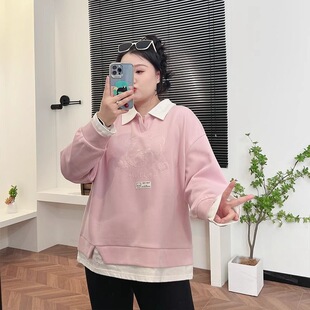 卡通小熊卫衣超肥200显瘦时尚 300斤大码 新款 春季 减龄宽松上衣 女装