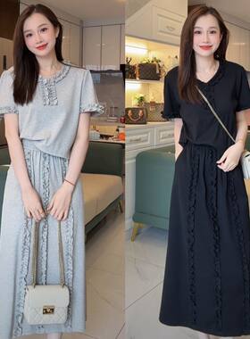 300斤特大码女装夏显瘦两件套装