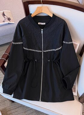 300斤特大码女宽松显瘦风衣外套