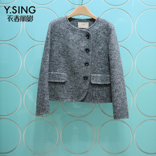 YSING衣香丽影专柜正品2025冬季新款单排扣双面呢短外套140938302