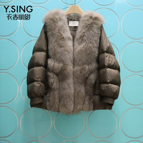 YSING衣香丽影专柜正品2025冬季新款拼接皮草羽绒服外套141127601