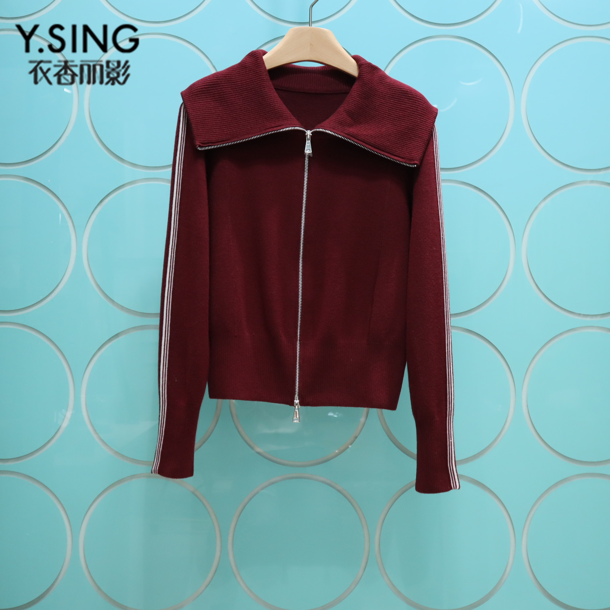 YSING衣香丽影专柜正品2025冬季新款拉链羊毛衫针织开衫141289111